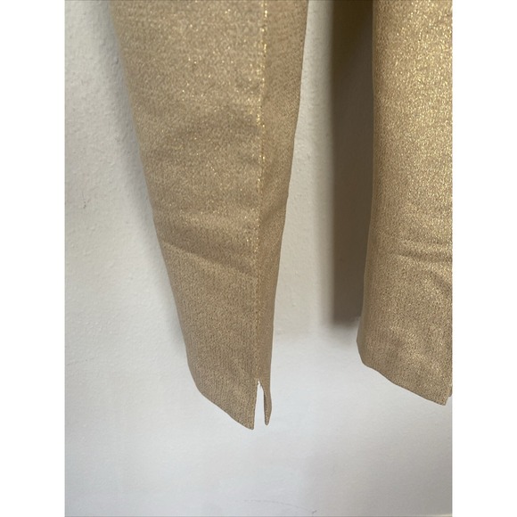 Talbots Pants Womens‎ 2 Petite Slit Signature Ankle Twinkle Gold Metallic - Picture 4 of 12